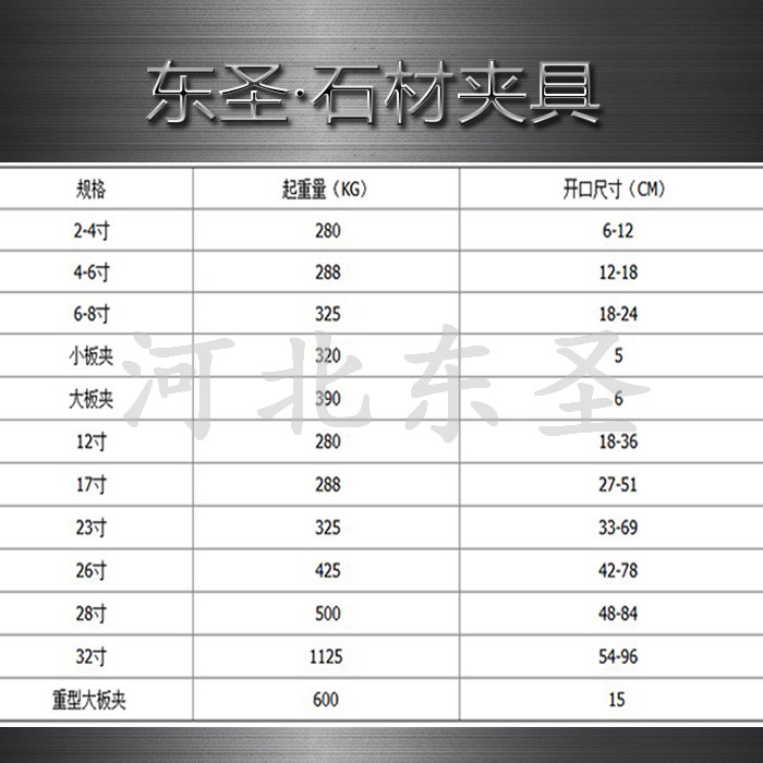 石材夾具產品型號規格系列型號