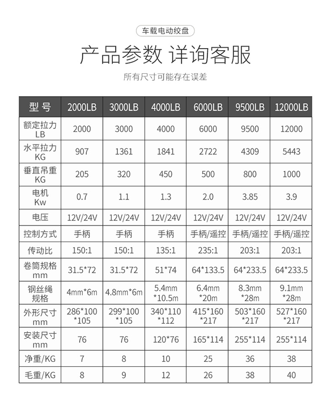 車載電動絞盤技術參數--河北東圣吊索具制造有限公司--小型攪拌機|石材夾具|液壓堆高車|手動叉車